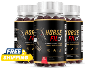 Three bottles of Horsefil premium men's vitality gummies